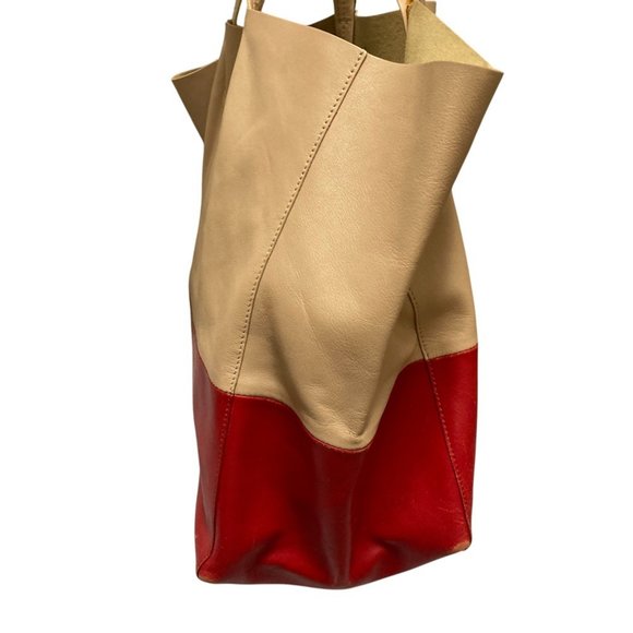 CELINE Horizontal Cabas Tote Bag, Beige Red, Women's - Picture 3 of 9